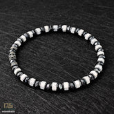 White Howlite Skull Silver - Healing Gemstone Bead Bracelet | 6mm