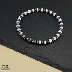 White Howlite Skull Silver - Healing Gemstone Bead Bracelet | 6mm