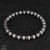 White Howlite Skull Silver - Healing Gemstone Bead Bracelet | 6mm