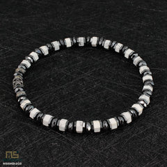 White Howlite Skull Silver - Healing Gemstone Bead Bracelet | 6mm