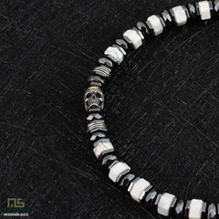 White Howlite Skull Silver - Healing Gemstone Bead Bracelet | 6mm