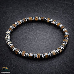 Bronzite Skull Silver - Healing Gemstone Bead Bracelet | 6mm