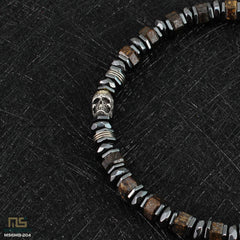 Bronzite Skull Silver - Healing Gemstone Bead Bracelet | 6mm