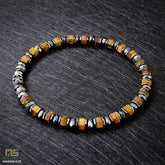 Tiger Eye Skull Silver - Healing Gemstone Bead Bracelet | 6mm
