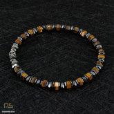 Tiger Eye Skull Silver - Healing Gemstone Bead Bracelet | 6mm