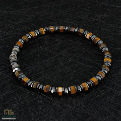 Tiger Eye Skull Silver - Healing Gemstone Bead Bracelet | 6mm
