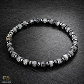 Grey Picture Jasper Skull Silver - Healing Gemstone Bead Bracelet | 6mm #1