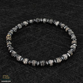 Grey Picture Jasper Skull Silver - Healing Gemstone Bead Bracelet | 6mm #1