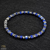 Lapis Lazuli Skull Silver - Healing Gemstone Bead Bracelet | 6mm