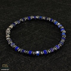 Lapis Lazuli Skull Silver - Healing Gemstone Bead Bracelet | 6mm