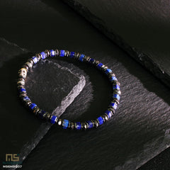 Lapis Lazuli Skull Silver - Healing Gemstone Bead Bracelet | 6mm