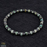 African Turquoise Skull Silver - Healing Gemstone Bead Bracelet | 6mm