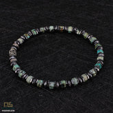 African Turquoise Skull Silver - Healing Gemstone Bead Bracelet | 6mm