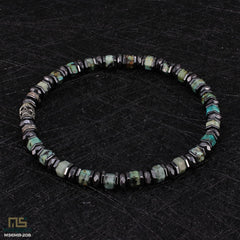 African Turquoise Skull Silver - Healing Gemstone Bead Bracelet | 6mm