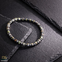 Dragon Blood Jasper Skull Silver - Healing Gemstone Bead Bracelet | 6mm