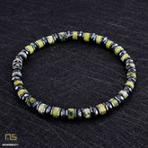 Yellow Turquoise Skull Silver - Healing Gemstone Bead Bracelet | 6mm
