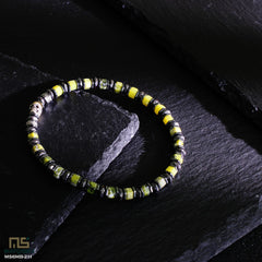 Yellow Turquoise Skull Silver - Healing Gemstone Bead Bracelet | 6mm