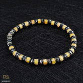 Yellow Topaz Skull Silver - Healing Gemstone Bead Bracelet | 6mm