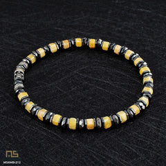 Yellow Topaz Skull Silver - Healing Gemstone Bead Bracelet | 6mm