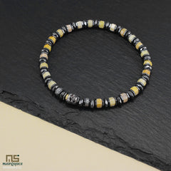 Yellow Topaz Skull Silver - Healing Gemstone Bead Bracelet | 6mm