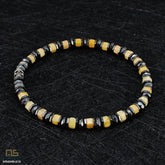 Yellow Topaz Skull Silver - Healing Gemstone Bead Bracelet | 6mm