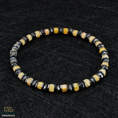 Yellow Topaz Skull Silver - Healing Gemstone Bead Bracelet | 6mm