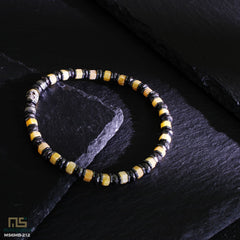 Yellow Topaz Skull Silver - Healing Gemstone Bead Bracelet | 6mm