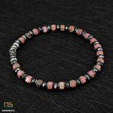 Rhodochrosite Skull Silver - Healing Gemstone Bead Bracelet | 6mm