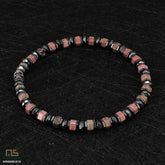 Rhodochrosite Skull Silver - Healing Gemstone Bead Bracelet | 6mm