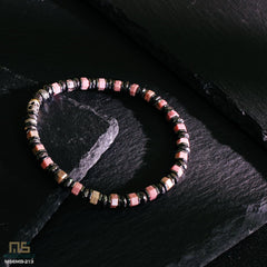 Rhodochrosite Skull Silver - Healing Gemstone Bead Bracelet | 6mm
