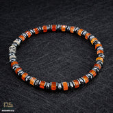 Red Sardonyx Sterling Silver Skull - Healing Gemstone Mens Beaded Bracelets | 6mm