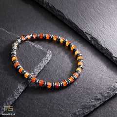 Red Sardonyx Sterling Silver Skull - Healing Gemstone Mens Beaded Bracelets | 6mm