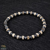 Feldspar Sterling Silver Skull - Healing Gemstone Mens Beaded Bracelets | 6mm