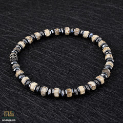 Feldspar Sterling Silver Skull - Healing Gemstone Mens Beaded Bracelets | 6mm