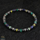 Green Agate, Grey Picture, Yellow Turquoise, Lapis Lazuli male bracelets beads