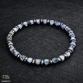 Blue Spot Jasper Sterling Silver Skull - Healing Gemstone Mens Beaded Bracelets | 6mm