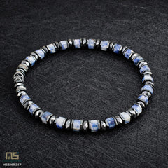 Blue Spot Jasper Sterling Silver Skull - Healing Gemstone Mens Beaded Bracelets | 6mm