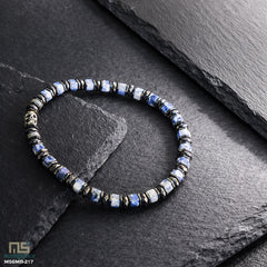 Blue Spot Jasper Sterling Silver Skull - Healing Gemstone Mens Beaded Bracelets | 6mm
