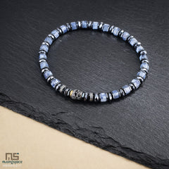 Blue Spot Jasper Sterling Silver Skull - Healing Gemstone Mens Beaded Bracelets | 6mm