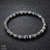 African Bloodstone Sterling Silver Skull - Healing Gemstone Mens Beaded Bracelets | 6mm