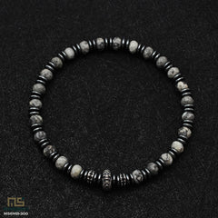 Grey Picture Jasper Skeleton Silver - Healing Gemstone Bead Bracelet | 6mm