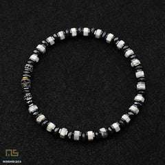 White Howlite Skull Silver - Healing Gemstone Bead Bracelet | 6mm