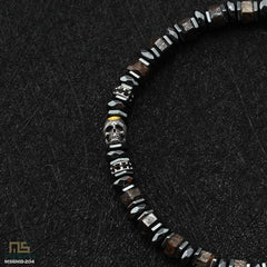 Bronzite Skull Silver - Healing Gemstone Bead Bracelet | 6mm