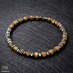 Tiger Eye Skull Silver - Healing Gemstone Bead Bracelet | 6mm