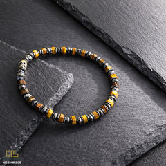 Tiger Eye Skull Silver - Healing Gemstone Bead Bracelet | 6mm