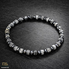 Grey Picture Jasper Skull Silver - Healing Gemstone Bead Bracelet | 6mm #1