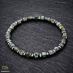 Dragon Blood Jasper Skull Silver - Healing Gemstone Bead Bracelet | 6mm
