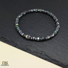 Dragon Blood Jasper Skull Silver - Healing Gemstone Bead Bracelet | 6mm