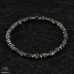 Dragon Blood Jasper Skull Silver - Healing Gemstone Bead Bracelet | 6mm