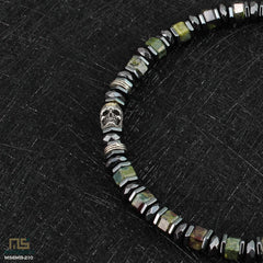 Dragon Blood Jasper Skull Silver - Healing Gemstone Bead Bracelet | 6mm